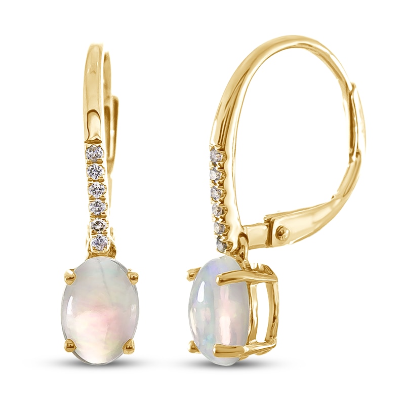 14K Yellow Gold Opal Marquise Earrings