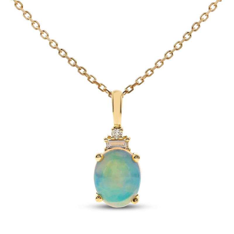 Opal & Diamond Necklace 1/20 ct tw 10K Yellow Gold 18