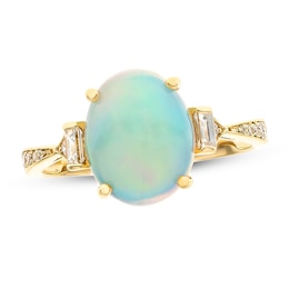 Opal & Diamond Ring 1/4 ct tw 10K Yellow Gold