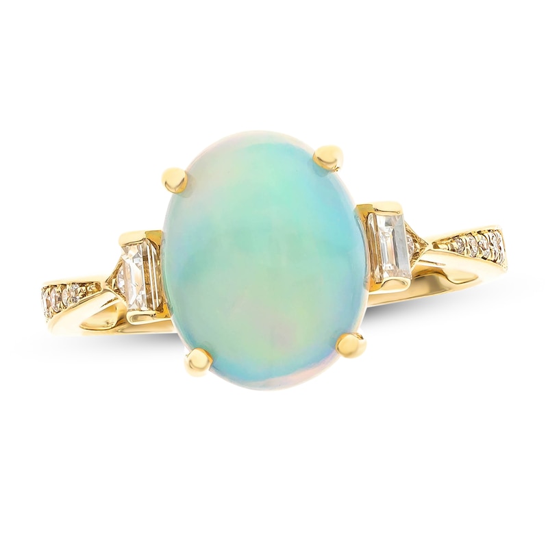 Main Image 1 of Opal & Diamond Ring 1/4 ct tw 10K Yellow Gold