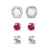 Thumbnail Image 1 of Lab-Created Opal/White Lab-Created Sapphire/Lab-Created Ruby Earrings Set Sterling Silver