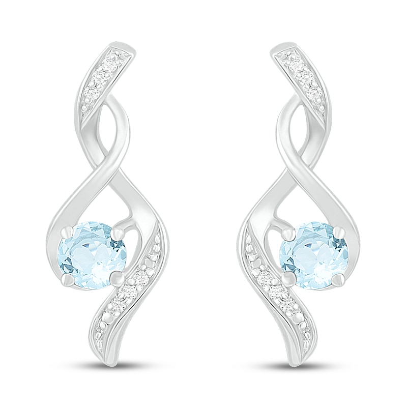 Aquamarine & Diamond Earrings 1/20 ct tw 10K White Gold