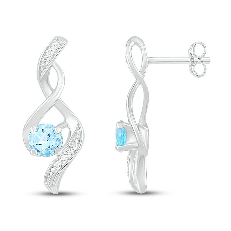 Blue Topaz & Diamond Earrings 1/20 ct tw 10K White Gold