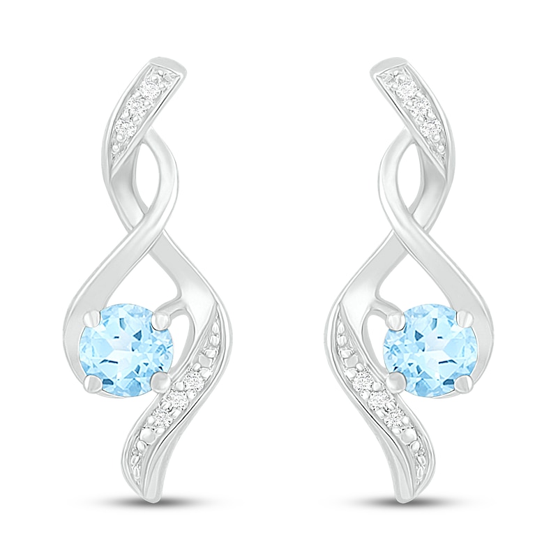 Main Image 3 of Blue Topaz & Diamond Earrings 1/20 ct tw 10K White Gold