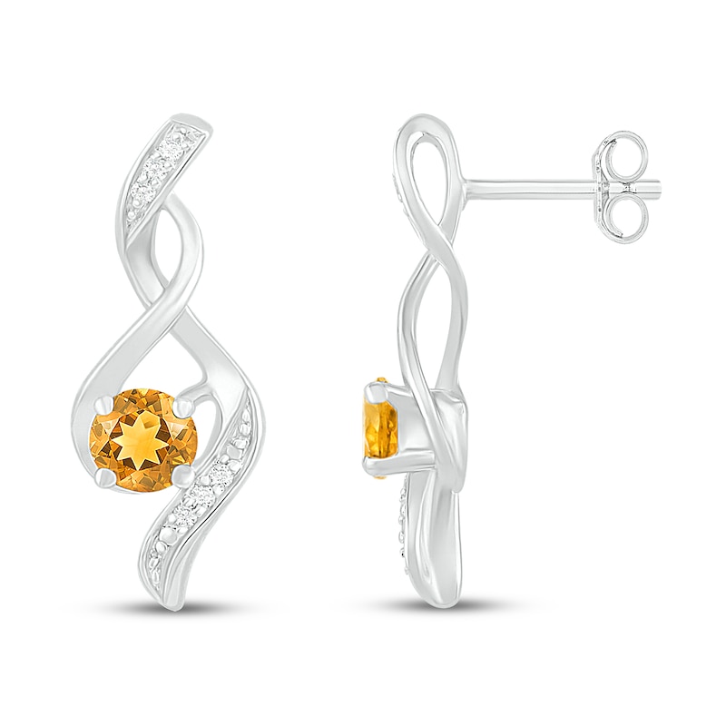 Citrine & Diamond Earrings 1/20 ct tw 10K White Gold