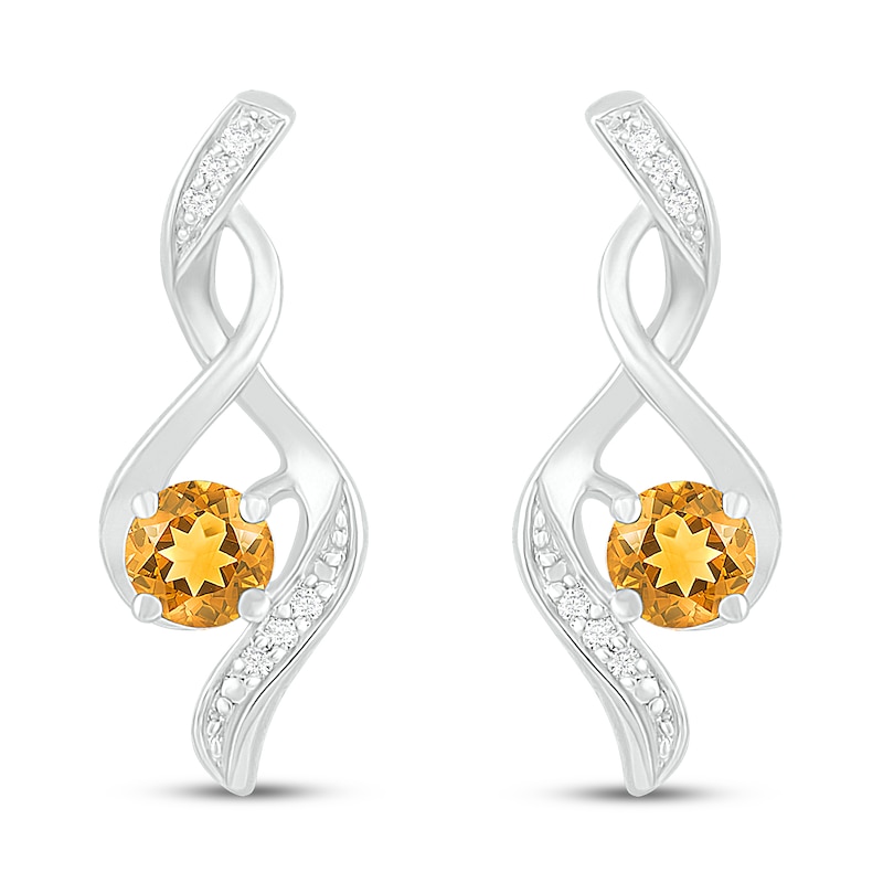 Citrine & Diamond Earrings 1/20 ct tw 10K White Gold