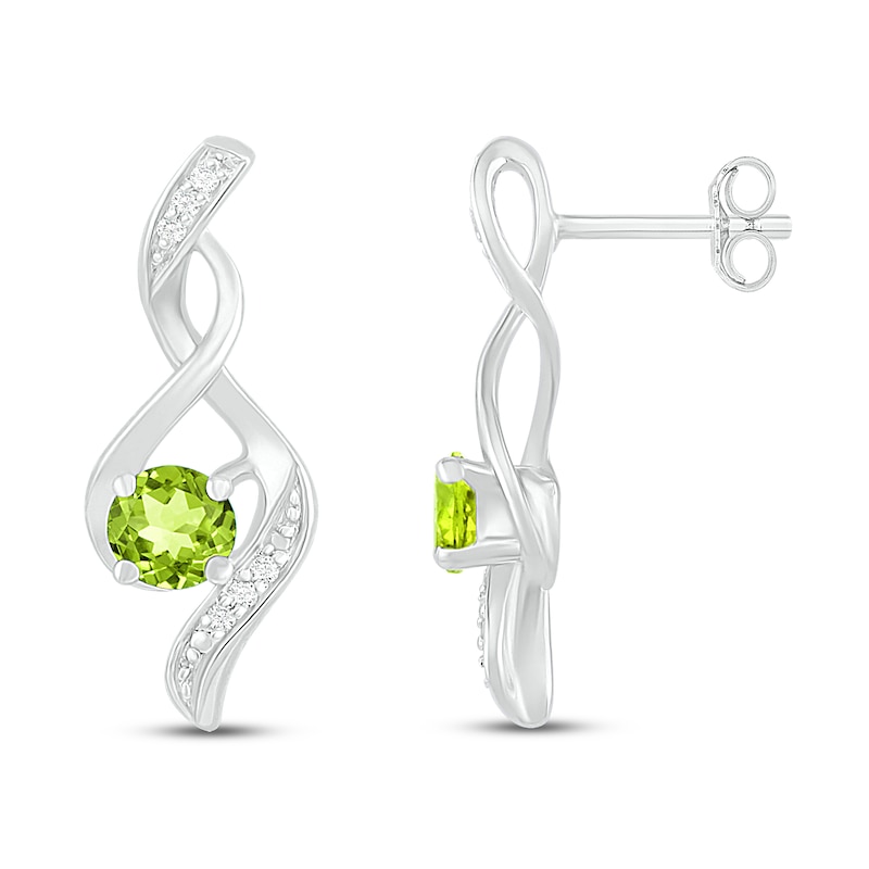 Peridot & Diamond Earrings 1/20 ct tw 10K White Gold
