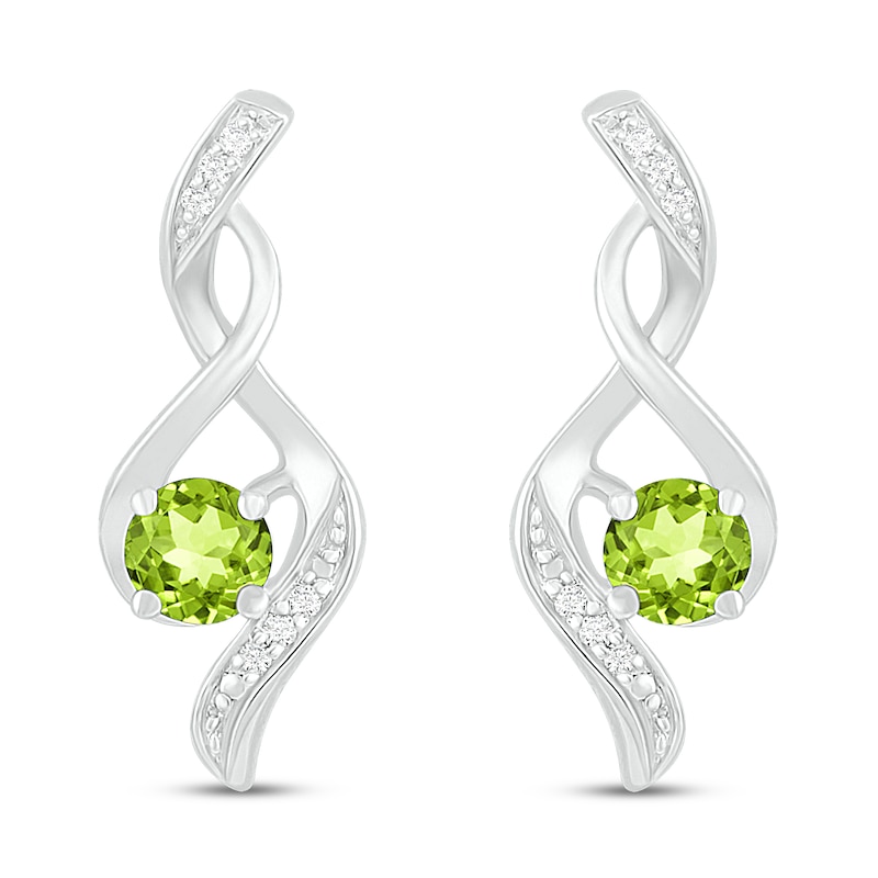 Peridot & Diamond Earrings 1/20 ct tw 10K White Gold