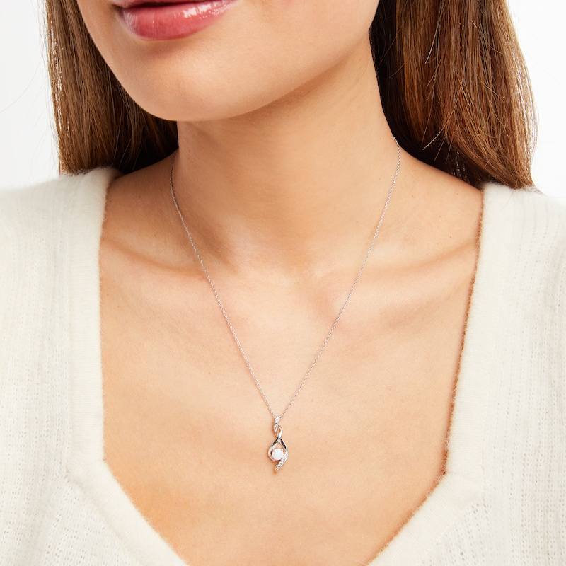 Main Image 3 of Lab-Created Opal & Diamond Necklace 10K White Gold 18&quot;