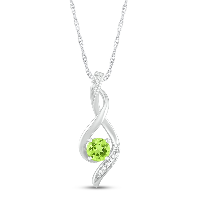 Main Image 1 of Peridot & Diamond Necklace 10K White Gold 18&quot;