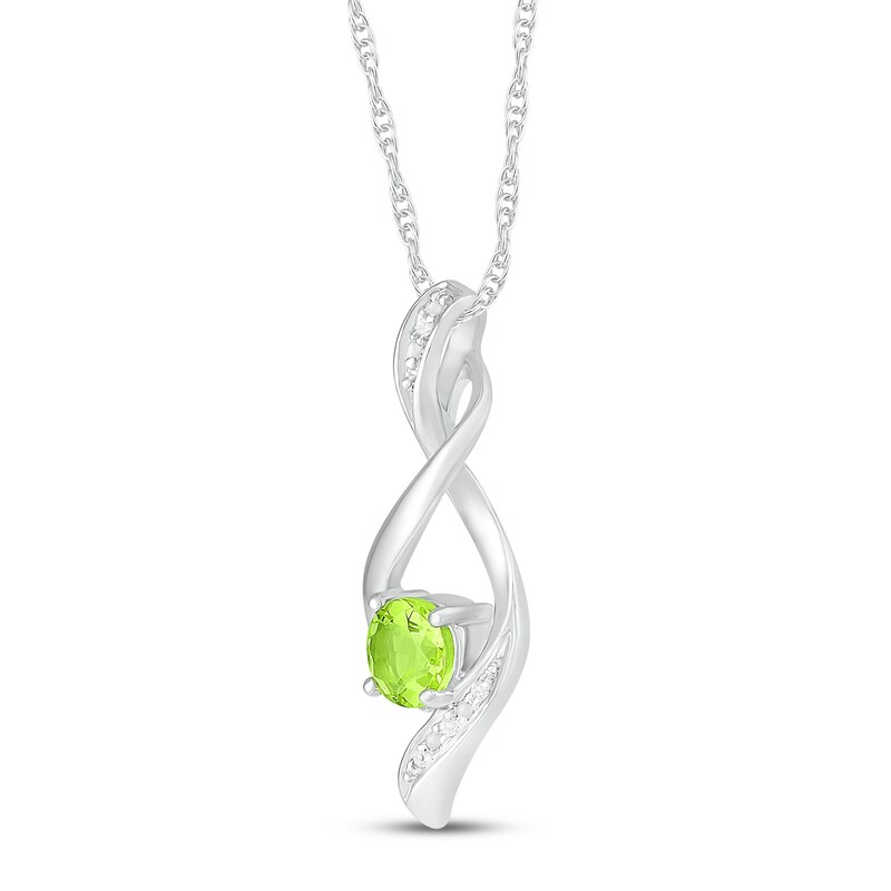 Main Image 2 of Peridot & Diamond Necklace 10K White Gold 18&quot;