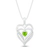 Thumbnail Image 1 of Peridot & Diamond Heart Necklace Sterling Silver 18&quot;