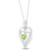 Thumbnail Image 1 of Peridot & Diamond Heart Necklace Sterling Silver 18"