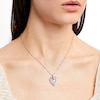 Thumbnail Image 3 of Lab-Created Opal & Diamond Heart Necklace Sterling Silver 18&quot;