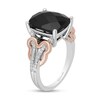 Disney Treasures Black Onyx & Diamond Ring 1/6 ct tw Cushion/Round-Cut Sterling Silver/10K Rose Gold