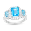 Thumbnail Image 1 of Swiss Blue Topaz & White Lab-Created Sapphire Ring Sterling Silver