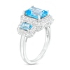 Thumbnail Image 1 of Swiss Blue Topaz & White Lab-Created Sapphire Ring Sterling Silver