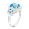 Thumbnail Image 1 of Swiss Blue Topaz & White Lab-Created Sapphire Ring Sterling Silver