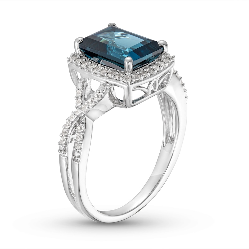 Main Image 2 of London Blue Topaz & White Lab-Created Sapphire Ring Sterling Silver