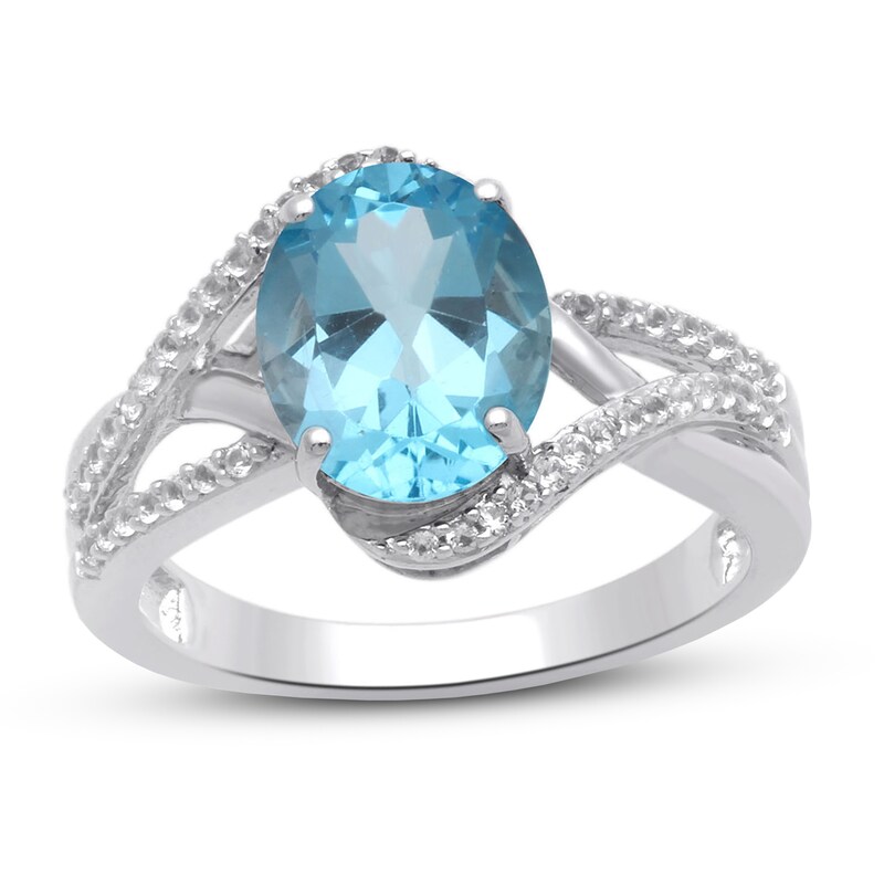 & Checker-Cut Blue Topaz Ring Jewelry Adviser Rings Sterling Silver Rhodium Diam & Checker-Cut Blue Topaz Ring Jewelry Adviser Rings Sterling Silver Rhodium Diam