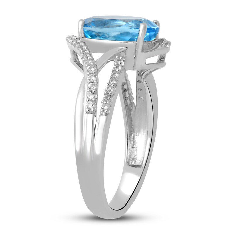 Swiss Blue Topaz & White LabCreated Sapphire Ring Sterling Silver Kay