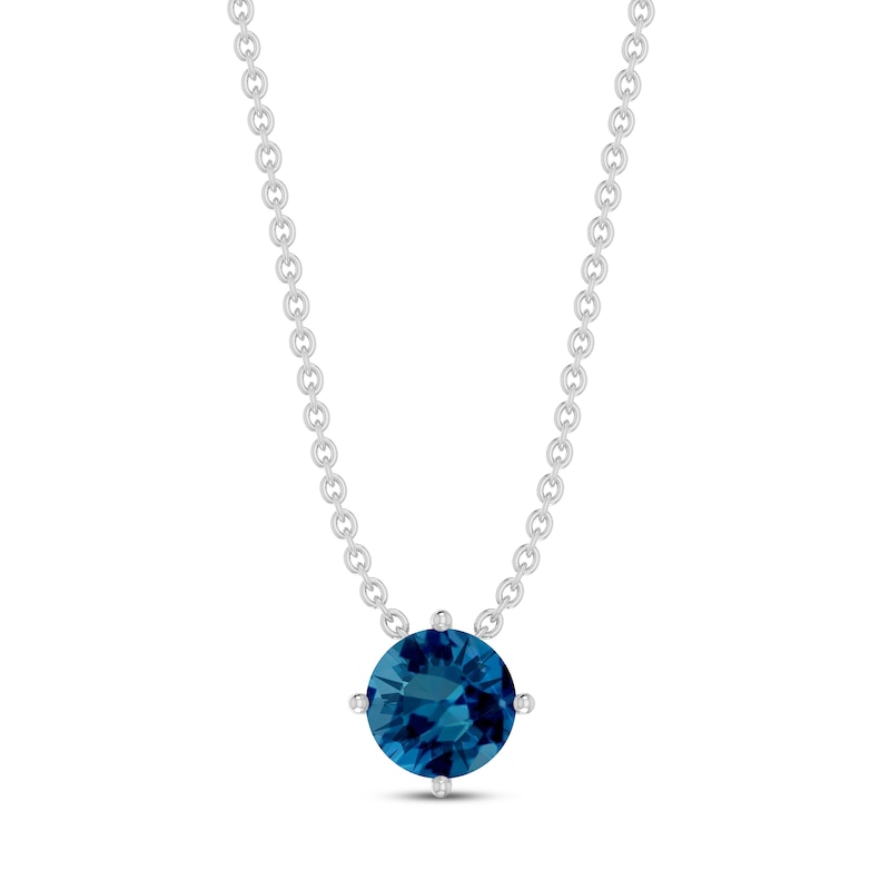 Main Image 1 of London Blue Topaz Solitaire Necklace Round-cut Sterling Silver 18"