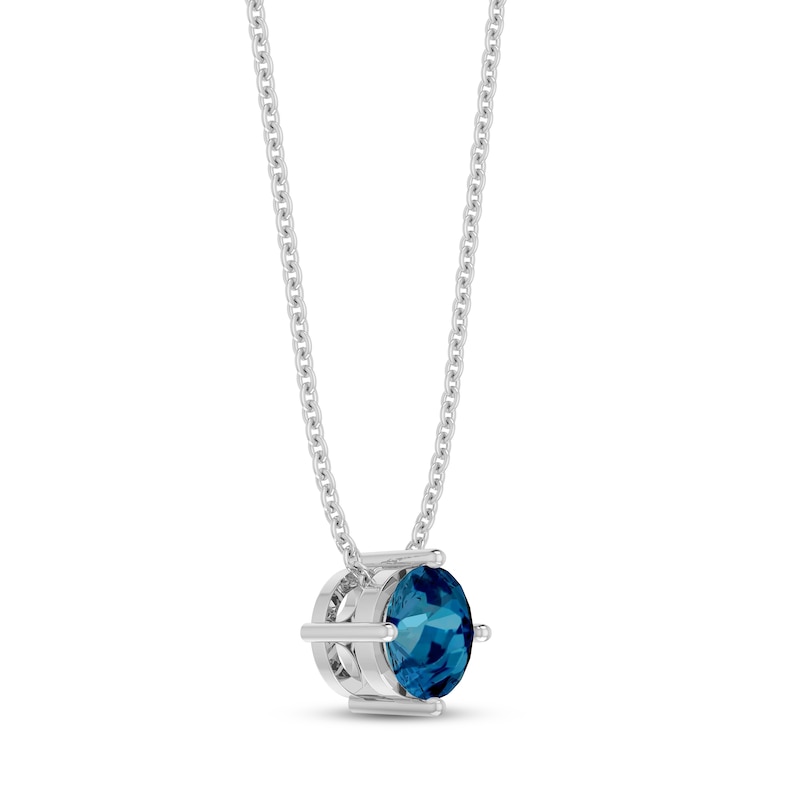 Main Image 2 of London Blue Topaz Solitaire Necklace Round-cut Sterling Silver 18"