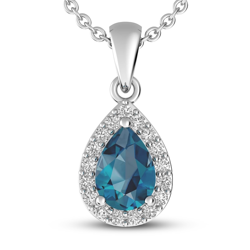 London Blue Topaz & White Lab-Created Sapphire Necklace Sterling Silver ...