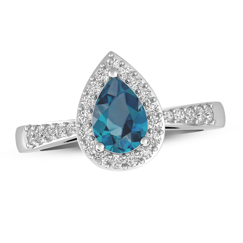 Main Image 1 of London Blue Topaz & White Lab-Created Sapphire Ring Sterling Silver
