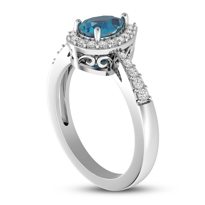 London Blue Topaz & White Lab-Created Sapphire Ring Sterling Silver