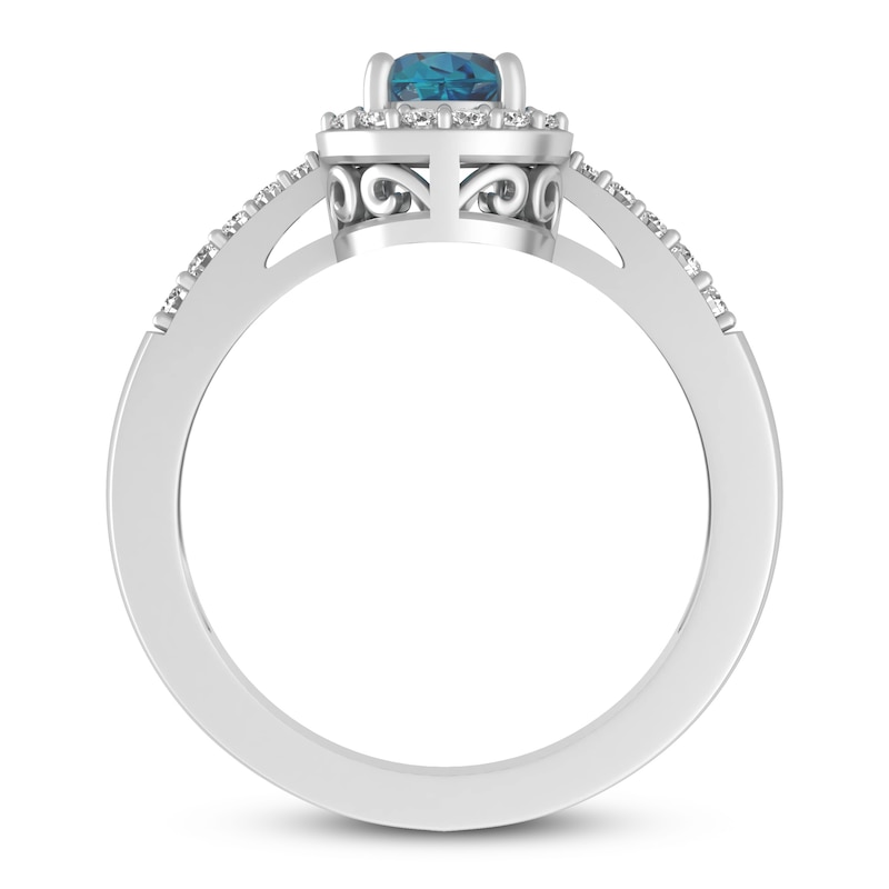 Main Image 3 of London Blue Topaz & White Lab-Created Sapphire Ring Sterling Silver