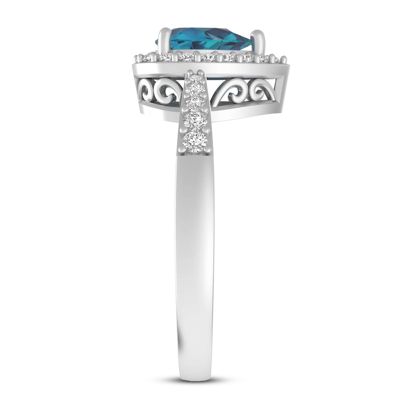 Main Image 4 of London Blue Topaz & White Lab-Created Sapphire Ring Sterling Silver