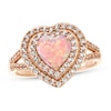 Thumbnail Image 0 of Pink Lab-Created Opal & White Lab-Created Sapphire Heart Ring 10K Rose Gold