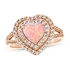 Thumbnail Image 1 of Pink Lab-Created Opal & White Lab-Created Sapphire Heart Ring 10K Rose Gold