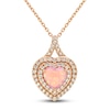 Thumbnail Image 1 of Pink Lab-Created Opal & White Lab-Created Sapphire Heart Necklace 10K Rose Gold 18&quot;