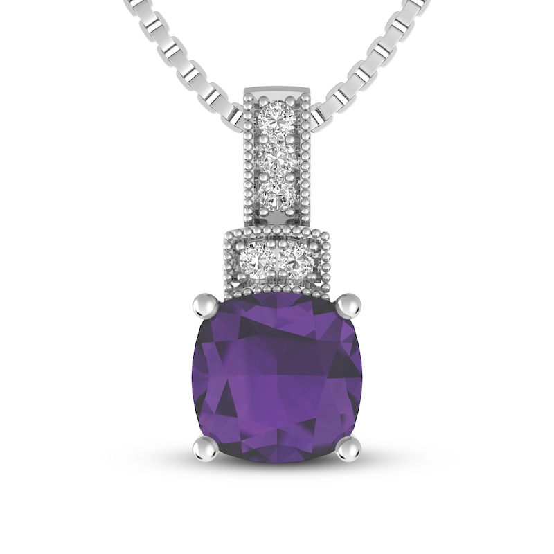 Amethyst & White Topaz Necklace Sterling Silver 18"
