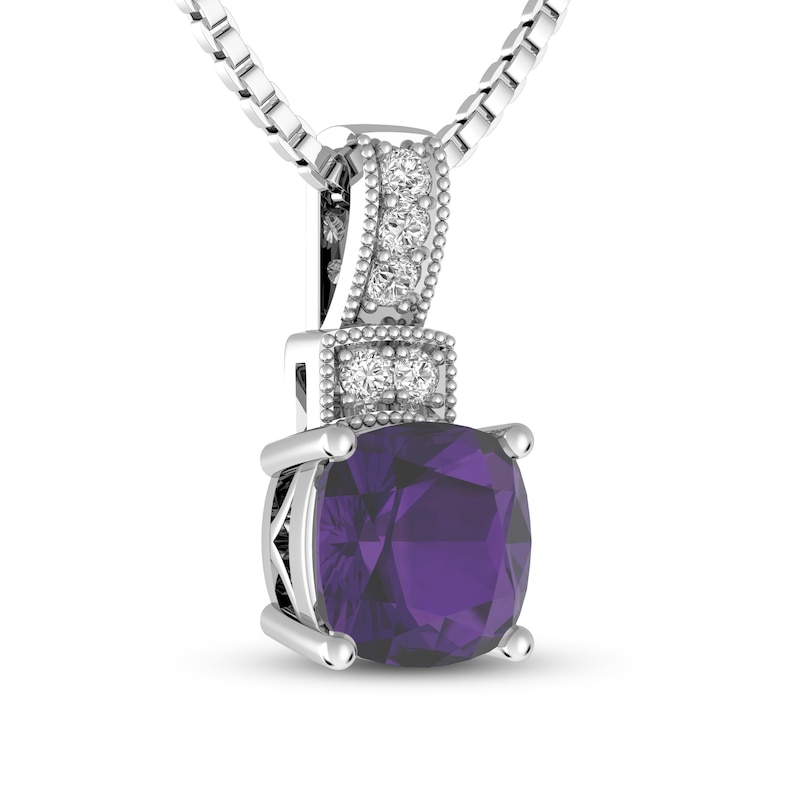 Amethyst & White Topaz Necklace Sterling Silver 18"