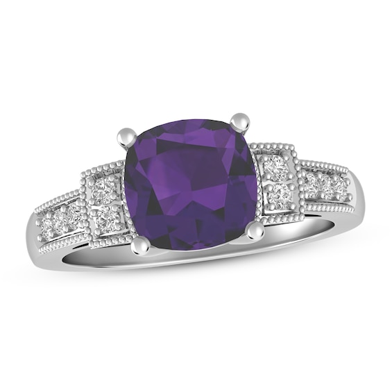 Amethyst & White Topaz Ring Sterling Silver