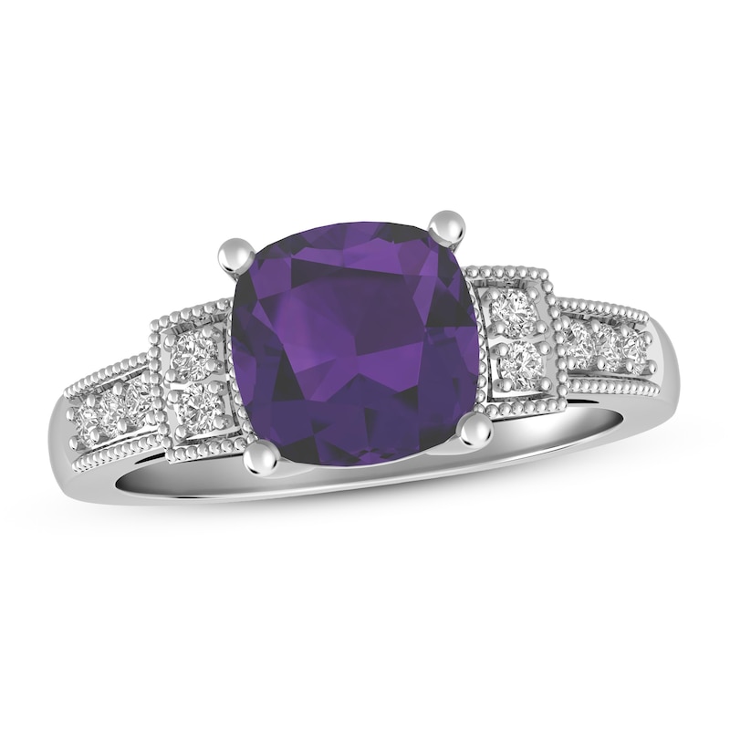 Main Image 1 of Amethyst & White Topaz Ring Sterling Silver