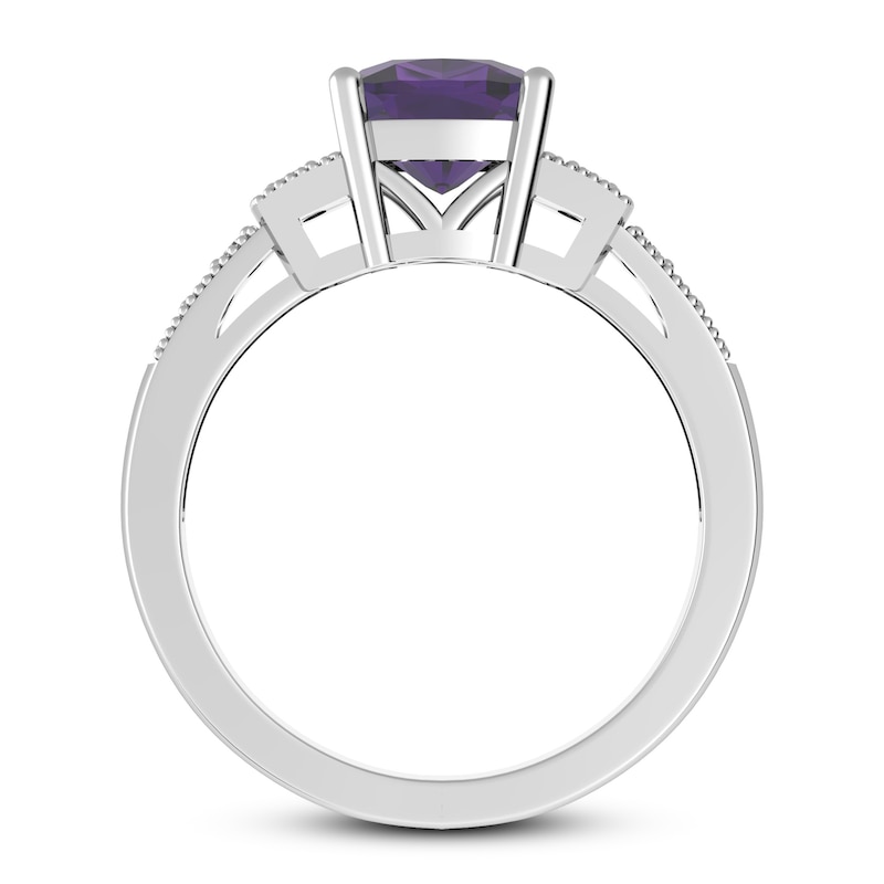 Amethyst & White Topaz Ring Sterling Silver