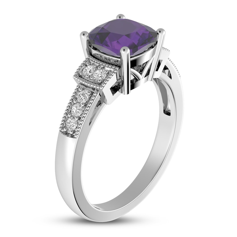 Amethyst & White Topaz Ring Sterling Silver