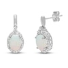 Thumbnail Image 1 of Opal & Diamond Earrings 1/5 ct tw Oval/Round-cut 10K White Gold