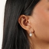 Thumbnail Image 3 of Opal & Diamond Earrings 1/5 ct tw Oval/Round-cut 10K White Gold