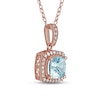 Aquamarine & Diamond Necklace 1/20 ct tw 10K Rose Gold 18"