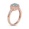 Aquamarine & Diamond Ring 1/10 ct tw Cushion/Round-cut 10K Rose Gold