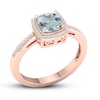 Aquamarine & Diamond Ring 1/10 ct tw Cushion/Round-cut 10K Rose Gold