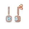 Thumbnail Image 0 of Aquamarine & Diamond Drop Earrings 1/8 ct tw Cushion/Round-cut 10K Rose Gold
