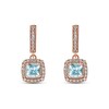 Thumbnail Image 1 of Aquamarine & Diamond Drop Earrings 1/8 ct tw Cushion/Round-cut 10K Rose Gold