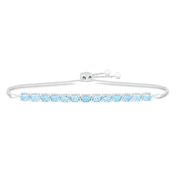 Blue Topaz Bolo Bracelet Sterling Silver