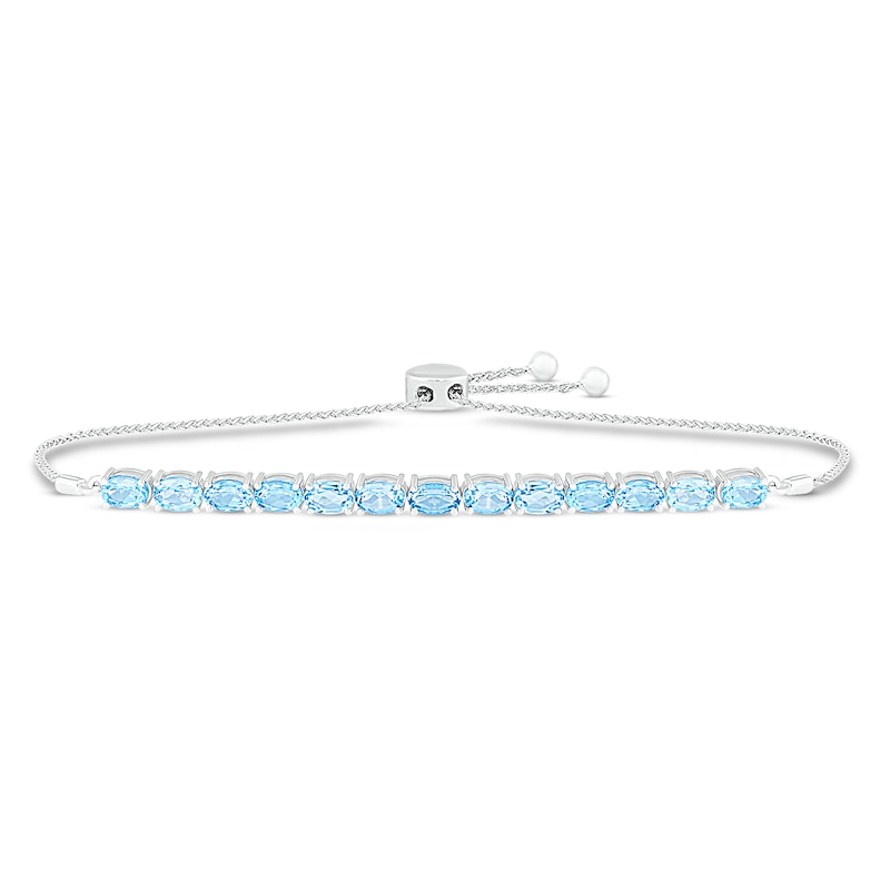 Blue Topaz Bolo Bracelet Sterling Silver